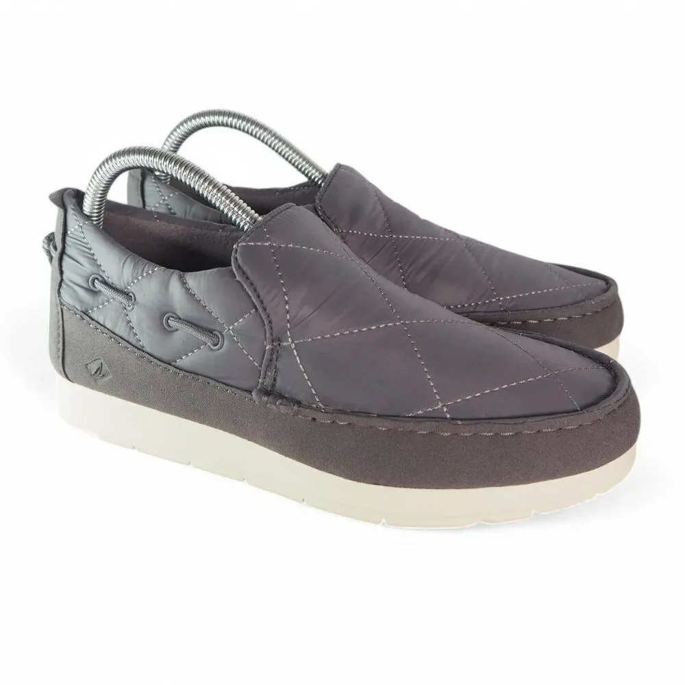 Sperry Moc-Sider Quilted Nylon Casual Shoes Grey STS87050‎ Women's 8M